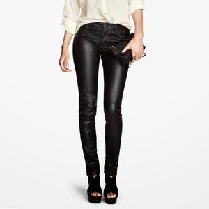 NWT H&M Black Faux Leather Skinny Pants, Size 2